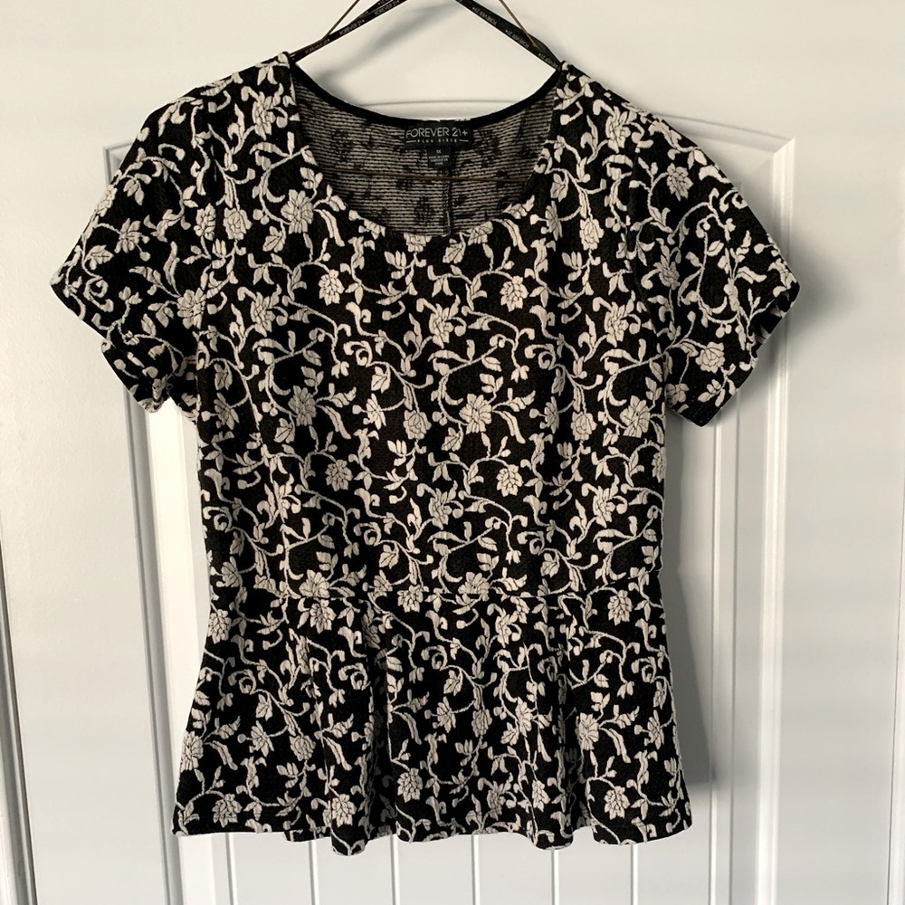 Plus size embroidered Peplum top